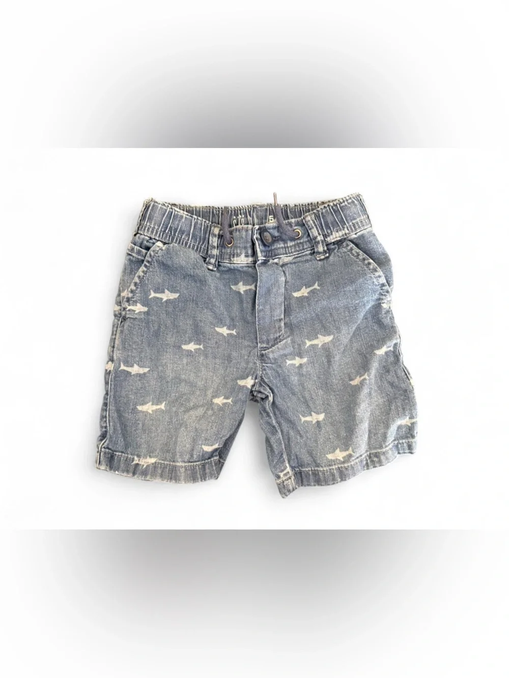 GAP Blue Denim Shorts with White Shark Print
